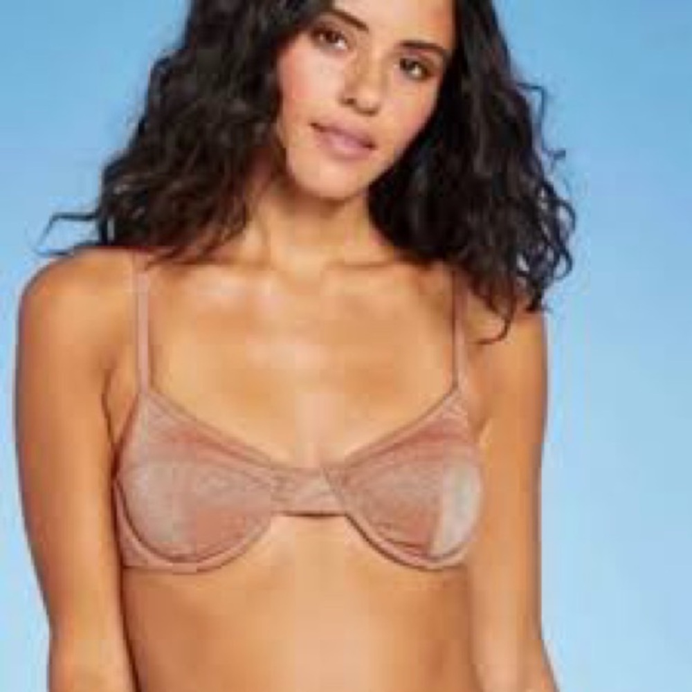 Xhilaration Swim Juniors' Rust Metallic Sparkle Underwire Bikini Top - small 0-2